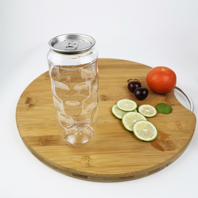 tarros claros vacíos de los envases del ANIMAL DOMÉSTICO 500ml con los jugos planchados en frío de la cubierta fácil del tirón
