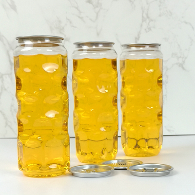 tarros vacíos del plástico transparente 500ml con los jugos planchados en frío de la cubierta fácil del tirón