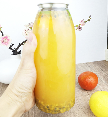 Botellas de almacenamiento de jugo de plástico PET de 1000 ml con tapa fácil de tirar, de grado alimenticio para té, leche, prensas frías