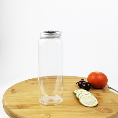 Bebida cilíndrica plástica de los casquillos 500ml de los tarros del envase de comida con las tapas