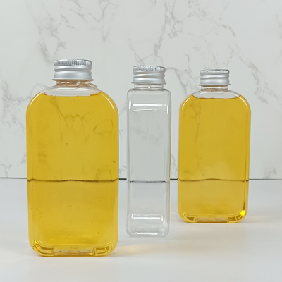 Botellas planas de plástico transparente de 400 ml con tarros con tapa de tornillo para jugo, leche y otras bebidas